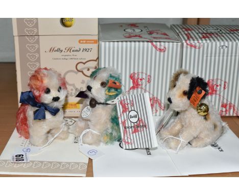 THREE BOXED LIMITED EDITION MINIATURE STEIFF TEDDY BEARS, comprising 'Molly Dog 1927', 400964 red tipped 770/1,500, height 10