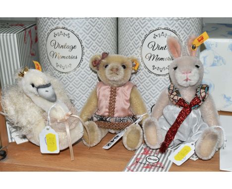 THREE STEIFF 'VINTAGE MEMORIES' ANIMALS, comprising boxed Teddy Bear Tess no 026850, height 14cm, boxed Rick Rabbit no 026843