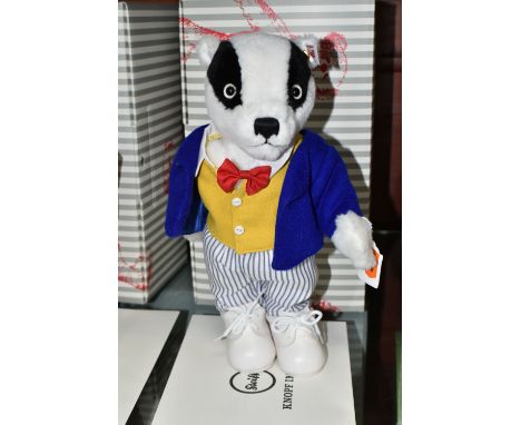 A BOXED STEIFF LIMITED EDITION 'BILL BADGER', with black and white plush 'fur', gold coloured ear button and white label no 6