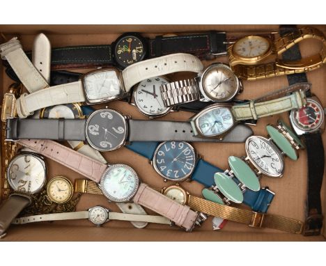 A BOX OF ASSORTED WRISTWATCHES, to include a ladies mother of pearl dial, Citizen Eco-Drive, fitted with a light pink strap, 