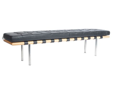 After Mies Van Der Rohe - Barcelona bench - A contemporary maple wood and leather bench. The bench frame made of solid maple 