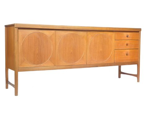 Patrick Lee - Nathan Furniture - Circles Pattern - A mid century retro vintage teak wood sideboard credenza having a central 