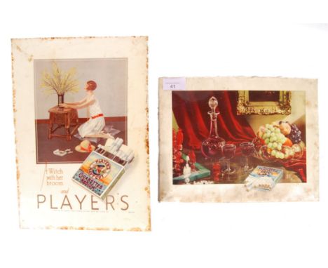 Players Navy Cut - Two 1920's vintage original industrial point of sale shop advertising sign showcards both with pictorial s
