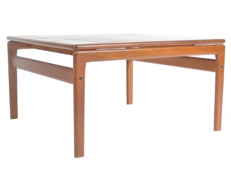 Trioh - A 1960's 20th century retro vintage teak wood square coffee table. The table comprising of flat side with tapering le