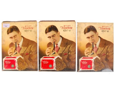Will's Viceroy Tobacco - A collction of 3x matching 1920's vintage original point of sale shop advertising sign showcards dep