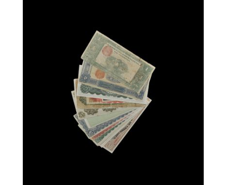20th century AD. Group comprising: El Banco de Coahuila 5 Pesos, 15/9/1909; El Banco del Estado de Mexico Toluca 2 Pesos, 9/2