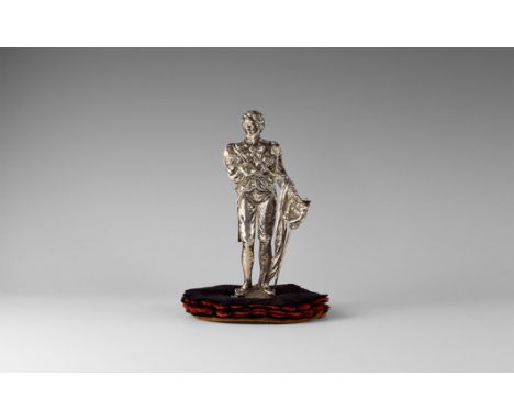1900-1920 AD. A unique white metal continental silver desk ornament or paperweight figure of Admiral Horatio Nelson (1758-180