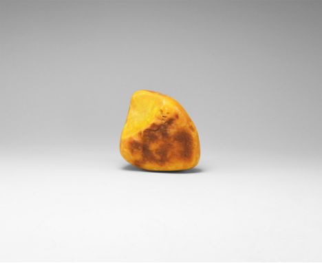 A large, orange, surf-rounded pebble of beach amber, in white card tray, See Bonewitz, Dr. Ronald Louis, Rocks & Minerals, 20