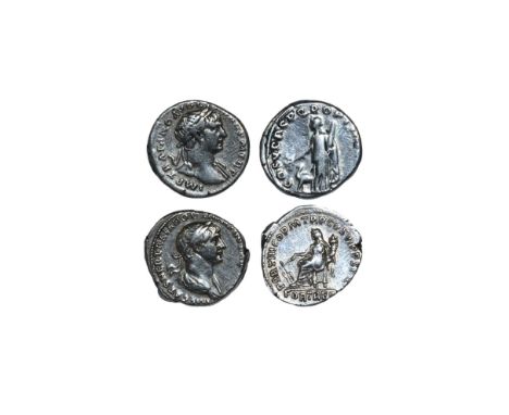 103-112 and 114-117 AD. Rome mint. Obv: IMP TRAIANO AVG GER DAC P M TR P legend with slightly draped laureate bust right. Rev