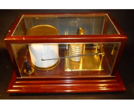 EDWARDIAN BAROGRAPH No. G40130 BY SHORT & MASON, LONDON. THE MOVEMENTS CONTAINED WITHIN A GLAZED MAHOGANY CASE WITH AN EIGHT 