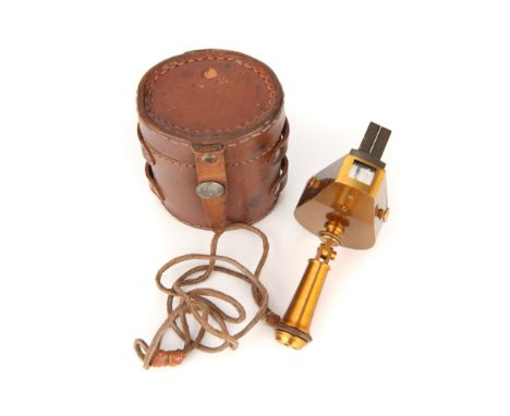 A French 'Angle of Sight' Surveying Compass,  by D Latour et Fils, Paris, lacquered brass with folding sights, in leather cas