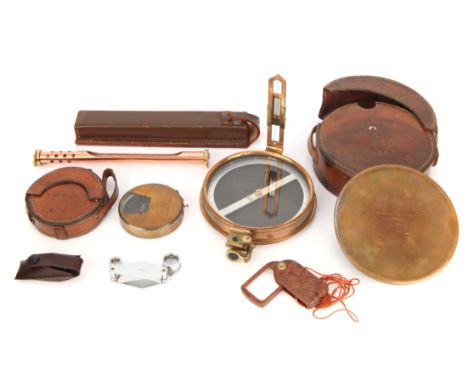 A Clinometer by Short &amp; Mason, clinometer AF, with a large compass marked Troughton &amp; Simms, two folding magnifying g