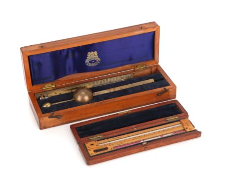 An Engine Oil Hydrometer C.1910, English, signed 'Negretti & Zambra, brass hydrometer with brass thermometer; box wood maximu