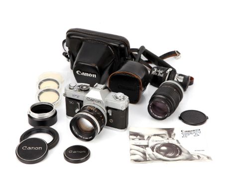 A Canon FT QL SLR Camera, with FL f/1.4 50mm and FL f/3.5 135mm lenses, with case