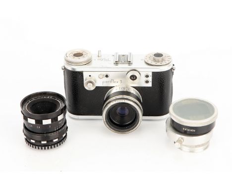 A Corfield Periflex 3 Camera, with Lumax /2.8 45mm and Lumax f/2.8 50mm lenses