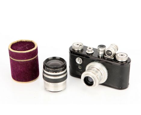 A Corfield Periflex I Camera, with Lumar f/3.5 50mm and Retro-Lumax f/3.5 35mm lenses, in maker's case