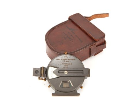 A Compass Clinometer 'Angle of Sight' Instrument by J H Steward, dated 1916, with broad arrow mark, in fitted leather case