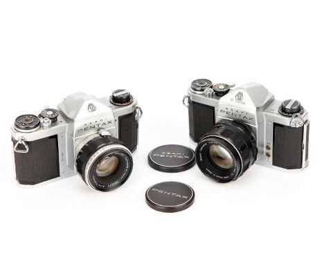 An Asahi Pentax S2 SLR Camera, together with an Asahi Pentax S3, both with standard lenses and in maker's cases (2)