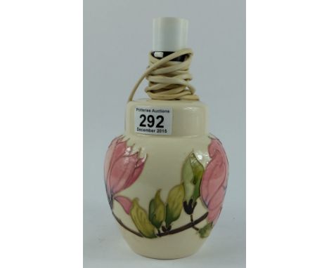 Moorcroft ginger lamp base decorated in the Magnolia design, height of pottery 16cm 