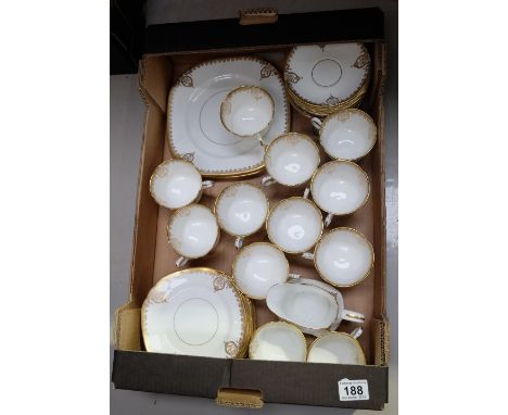 A nice collection of Salisbury china part tea set in the Bradley pattern including sandwich plates, cups, saucers etc (38 pie