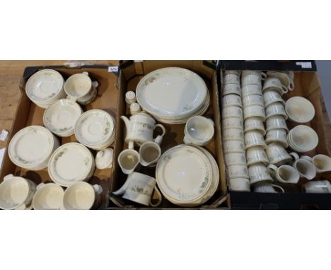 A collection of Steelite Bramble dinnerware including cups, saucers,plates, soups, dishes etc (3 trays)