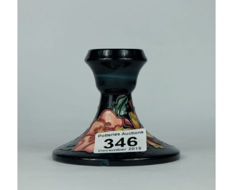Moorcroft candlestick decorated in the Oberon design, height 9cm