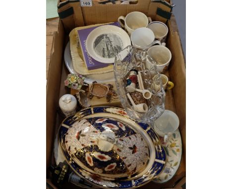 A collection of pottery to include Imari tureen & cover, Minton Haddon Hall dish, Wedgwood jasper ware , Wade etc 