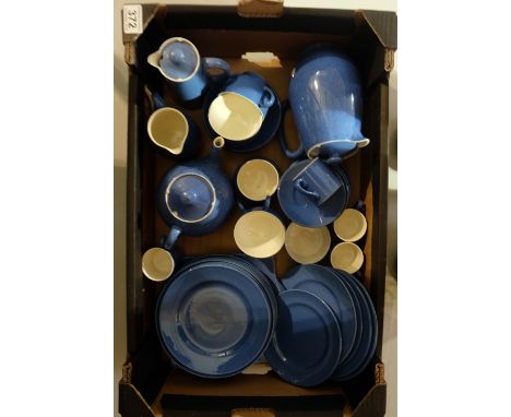A collection of Moorcroft powder blue tea and coffee ware including cups & saucers pots etc (46)