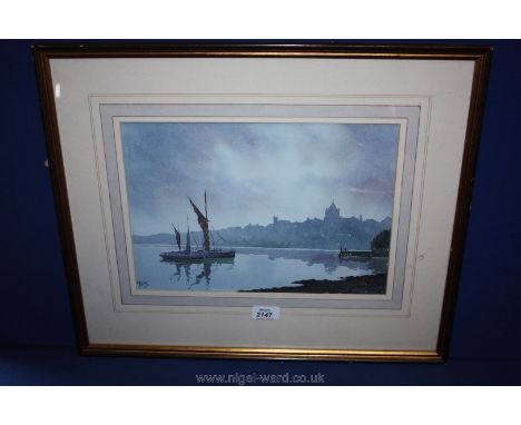 A Watercolour by R. Campbell Smith titled verso 'Flood Tide at Rye'