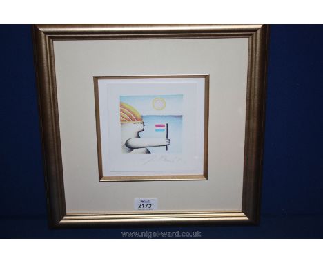 Jong Reme 1983, Abstract Lithograph of figure, pencil signed