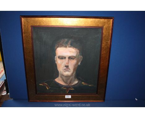 A Portrait of a young man wearing an earring, Oil on board