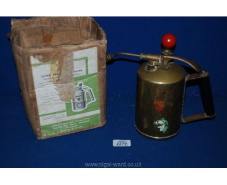 A brass sprayer Lamp, made in Birmingham in original box