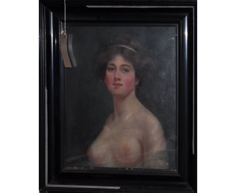 An early 19th Century English School halflength female nude portrait, oil on canvas, 90 x 40cm