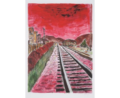 Bob Dylan (b.1941) Train Tracks (Red) Digital pigment print in colours, 2014, signed in pencil, numbered from the edition of 