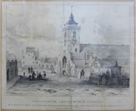 A Sketch of South Leith Church Steeple - at ten minutes to two o'clock on the 30th September 1836, just previous to its being