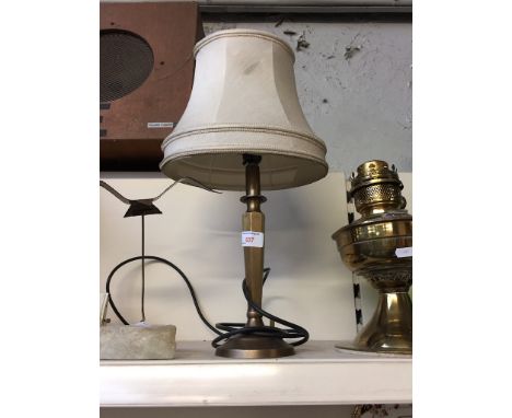 BRASS OIL LAMP BASE, 30CM   AND BRASS TABLE LAMP, 48CM     E5