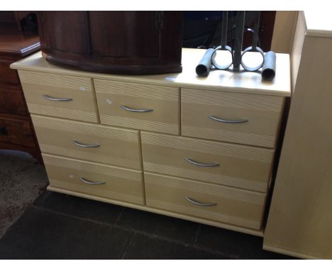 A modern light chest of drawers. W150cm D42cm H78cm.