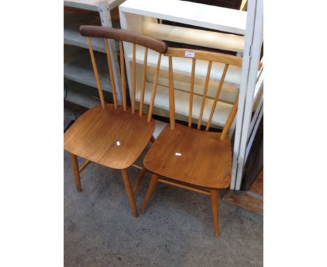  AN ERCOL SPINDLE BACK CHAIR AND ANOTHER SIMILAR