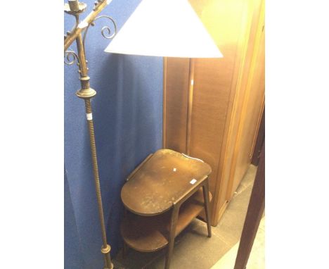 A retro side table/standard lamp. W54cm D40cm H153cm.