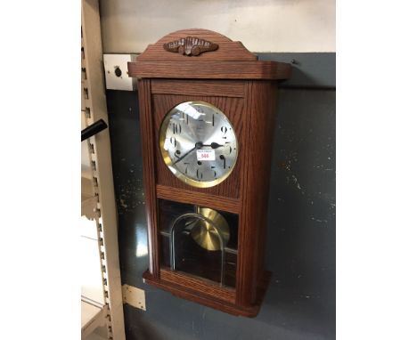 OAK WESTMINSTER CHIME WALL CLOCK, 64CM     R
