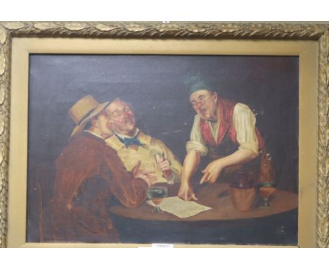 A.S. 1892, oil on canvas, 'Reading The Times', initialled and dated, 35 x 50cmCONDITION: Original canvas remains tight, paint