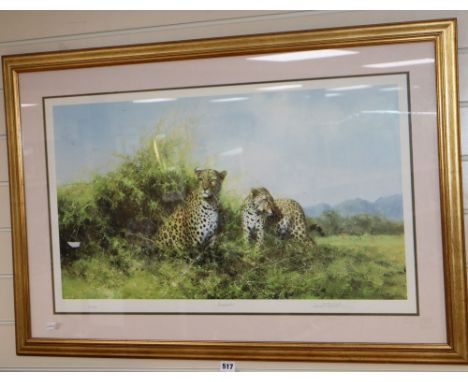 David Shepherd, limited edition print, 'Leopards', signed in pencil, 311/350, 45 x 74cm