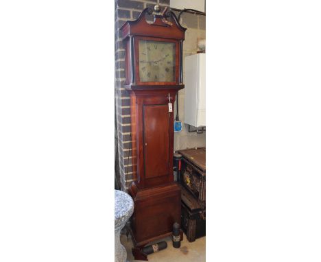 A George III mahogany eight day longcase clock, the brass dial marked Stump &amp; Bubb, Bradford, (weights and pendulum prese