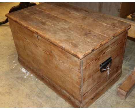 A Victorian rectangular pine trunk, W.71cm, D.43cm, H.42cm