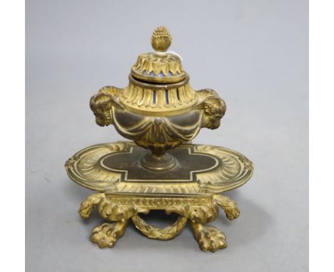 A French ormolu inkwell, height 13cm