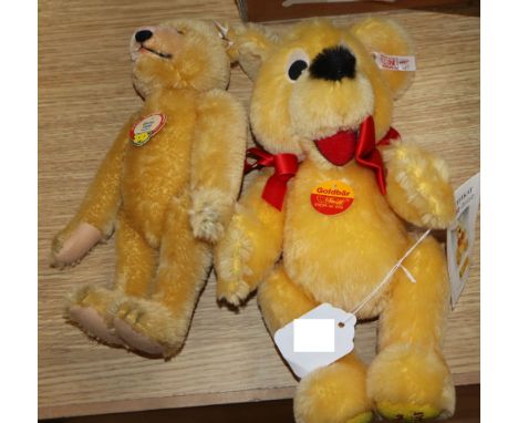 A Steiff gold bear and a Steiff Dicky club bear, white label and certificate