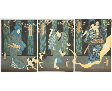 Artist: Toyokuni III Utagawa (1786-1865)  Title: Kabuki Play, Kumokiri Nizaemon  Date: 1857  Publisher: Tsutaya Kichizo  Size