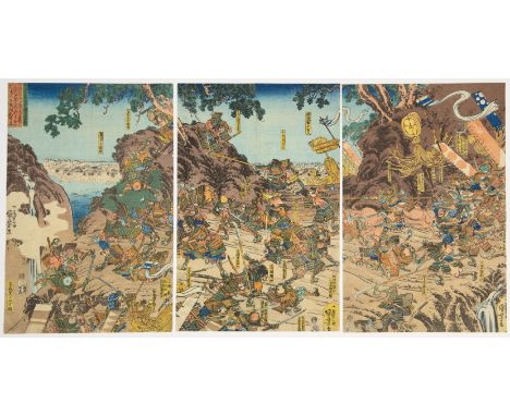 Artist: Kuniyoshi Utagawa (1798-1861)  Title: The Great Battle of Minatogawa in May 25th, 1336  Publisher: Tsuruya Kiemon  Da