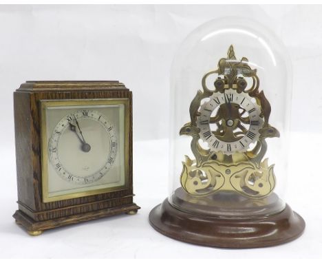 Modern skeleton clock and further Elliott mantel clock; together with three miniatures  after Masters (5)