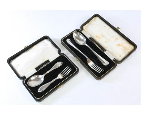 Two cased silver spoon and fork sets 3.5oz 108gmSold on behalf of Oxfam